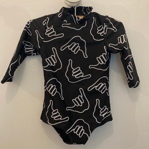 Baby Girl's Long Sleeve Zip Up in Black Shaka, Size 0/1